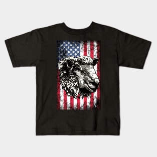 Patriotic Sheep American Flag Kids T-Shirt